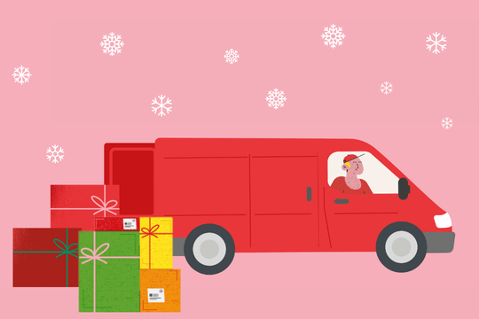 person driving van with parcels