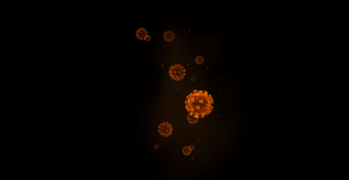 Microscopic view of viruses on black background