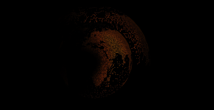 Half world globe on black background