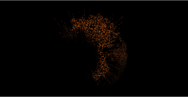 Visualization of a half globe on black background