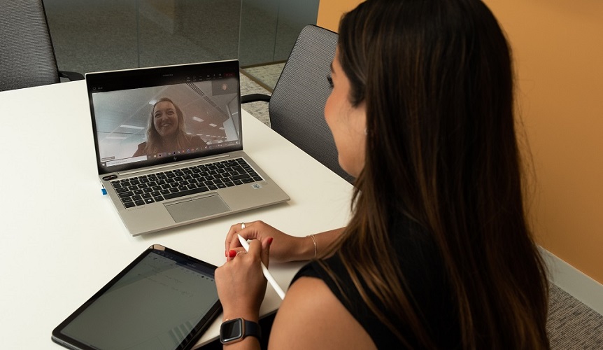 Two people having a video call