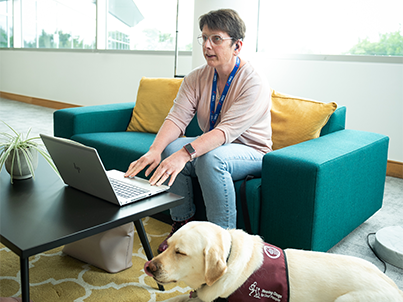 Colleague with her hearing dog