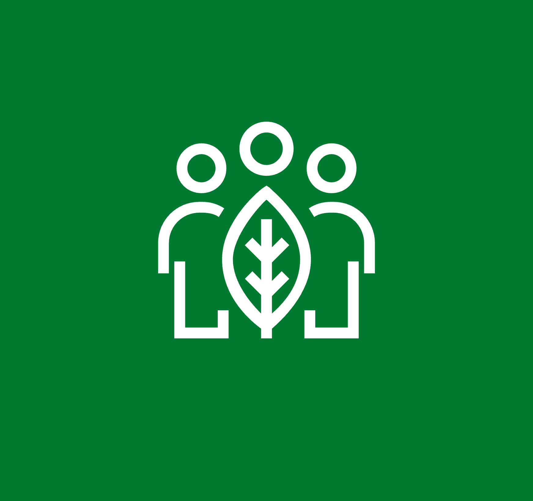 Three people with a leaf in the middle