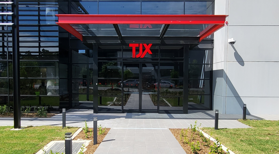 Outdoor walkway leading towards TJX Australia corporate office