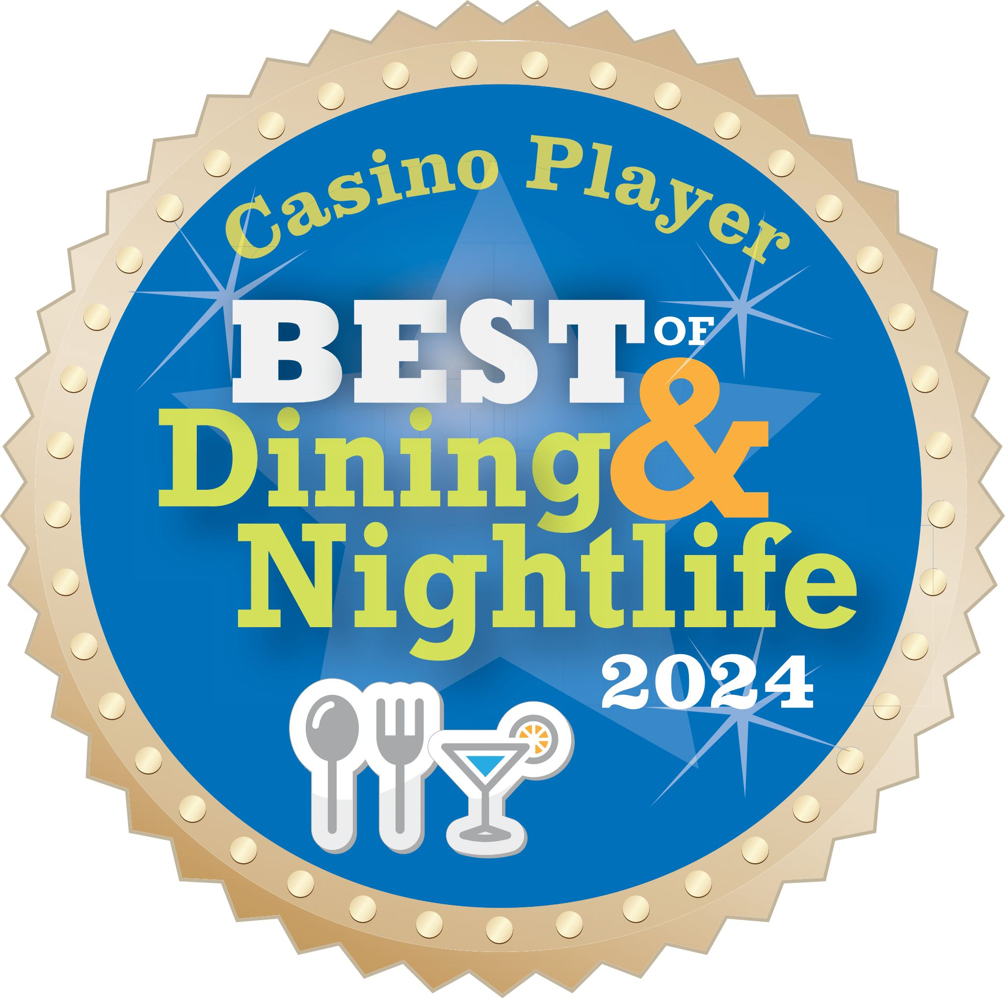 Casino Player Best Dining and Nightlife 2024 award logo. 