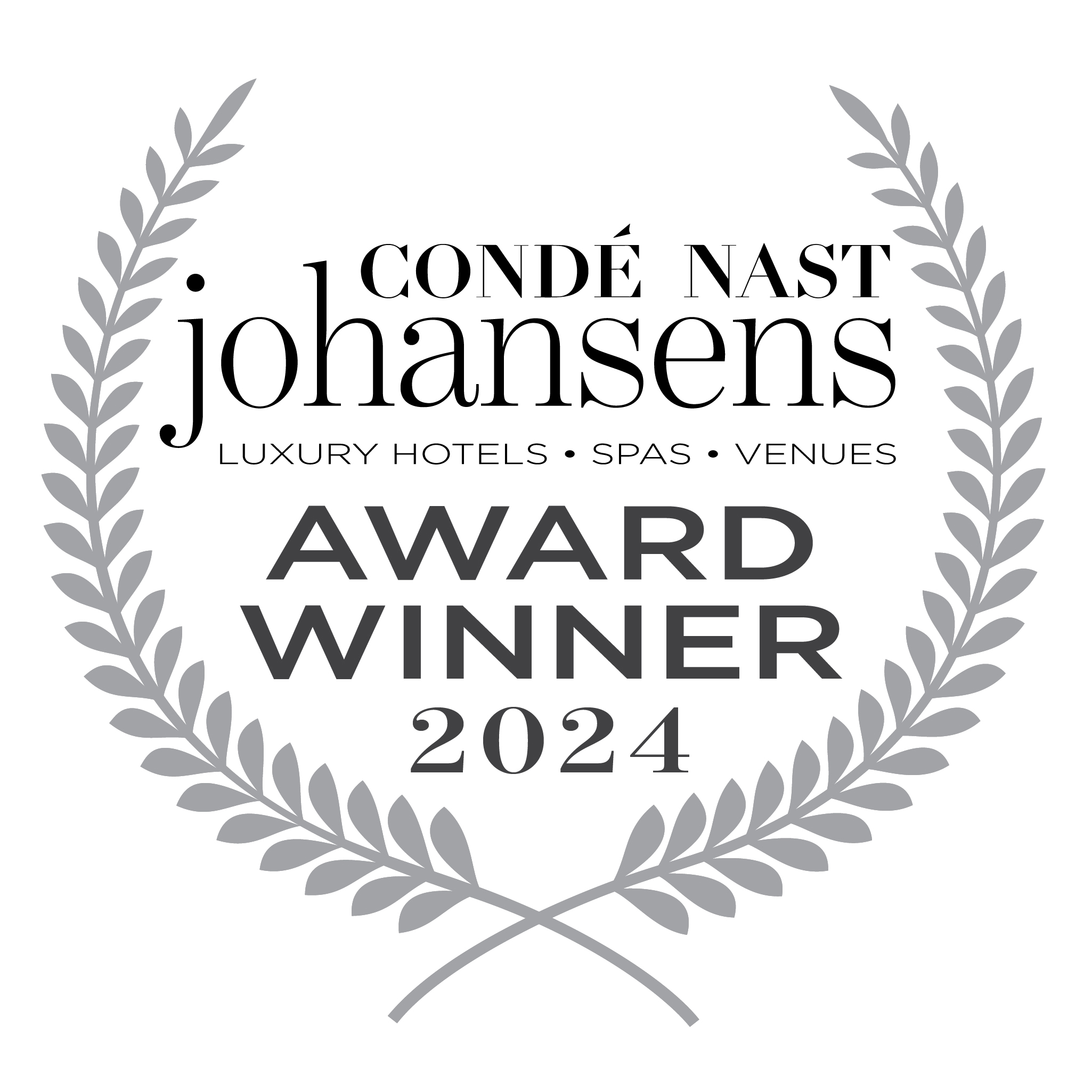 Conde Nast Johansens Luxury Hotels, Spas, and Venues 2024 award logo.