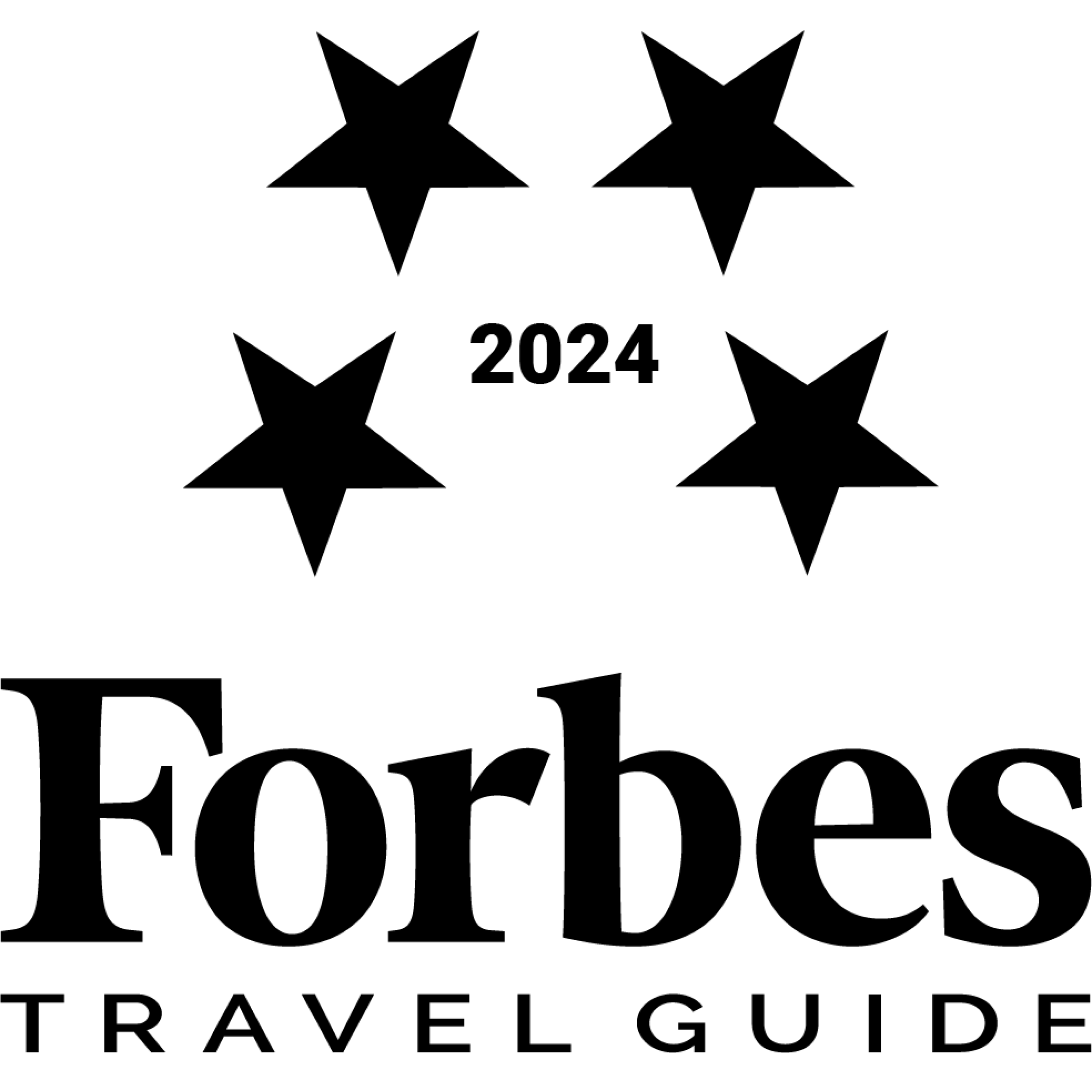 Forbes 2024 Travel Guide award logo. 