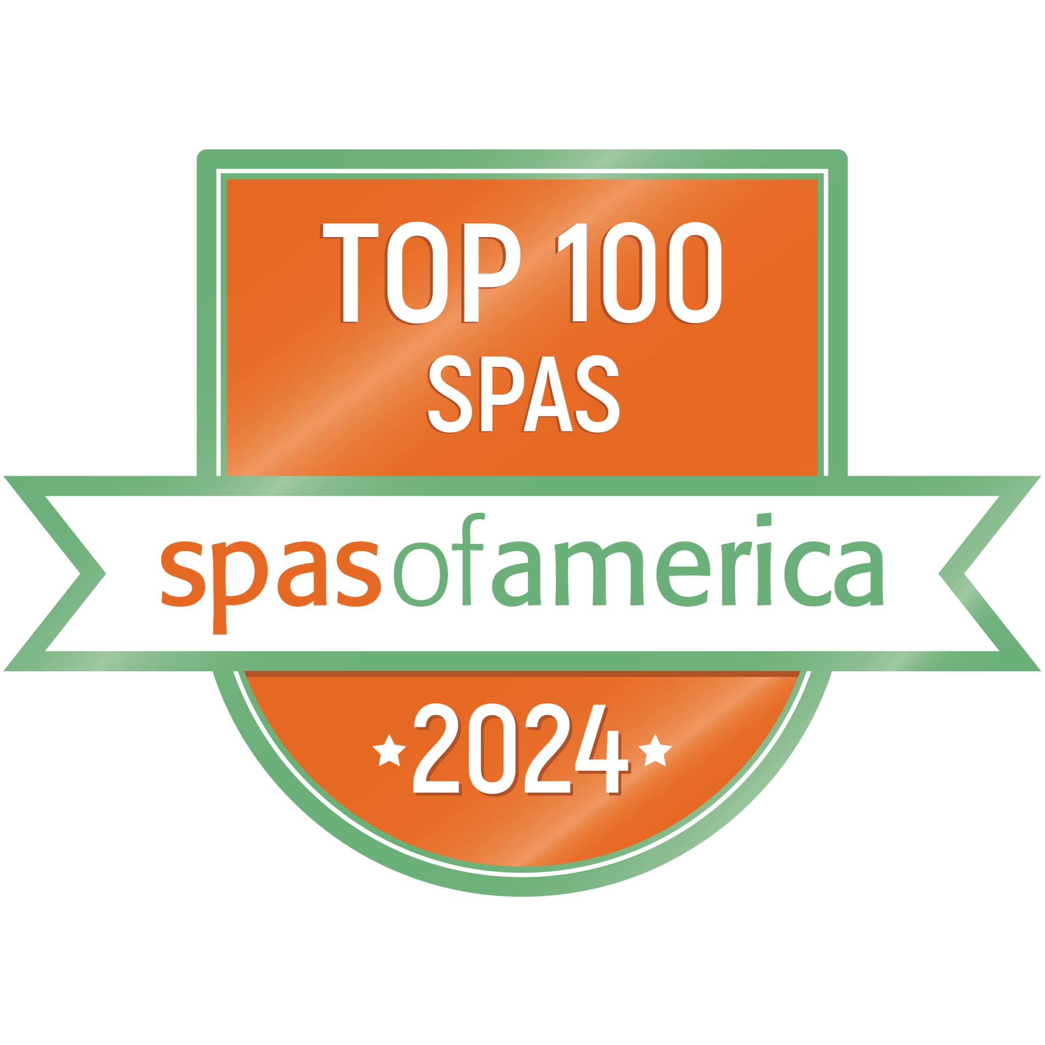 Spas of America Top 100 Spas 2024 award logo.