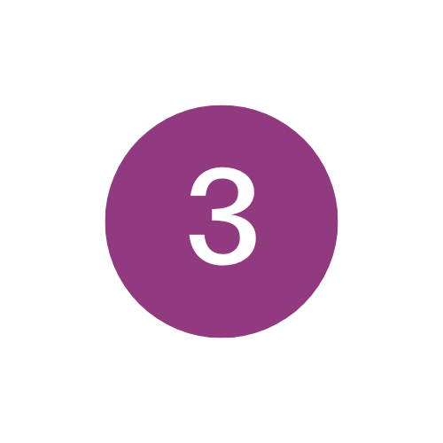 The number three in a purple circle