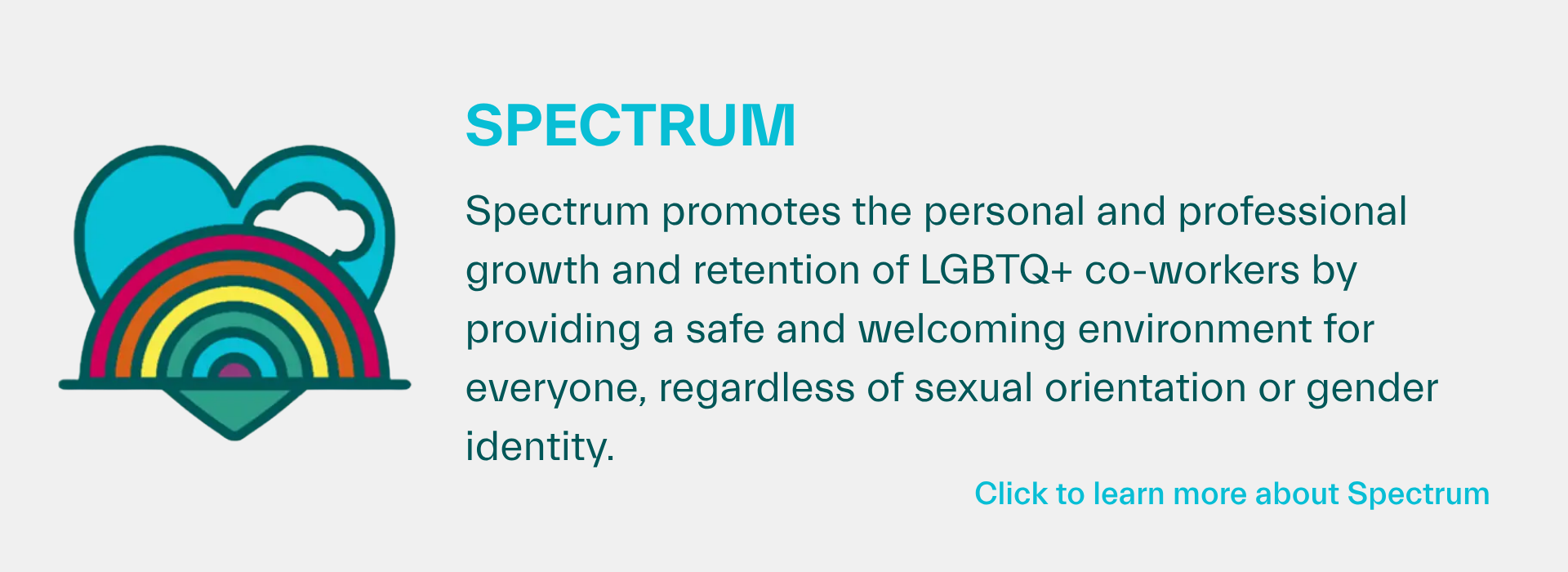 A card with information about Spectrum, a BRG for LGBTQ+ coworkers and allies.