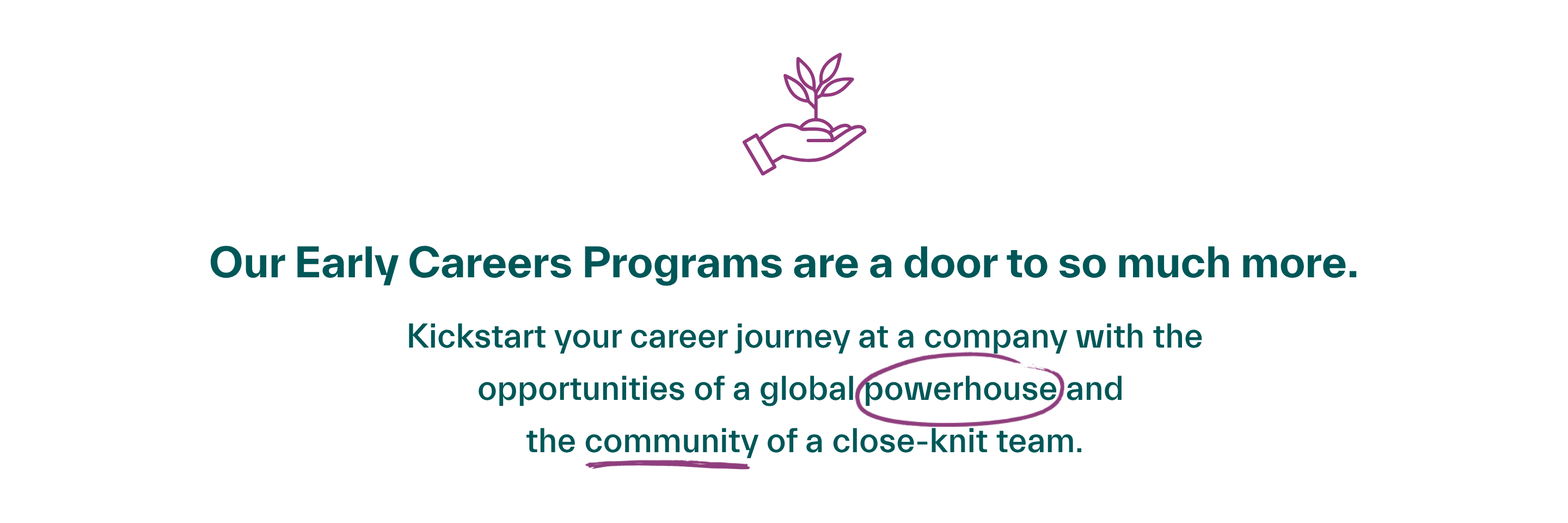 Text with the header "Our Early Careers Programs are a door to so much more."