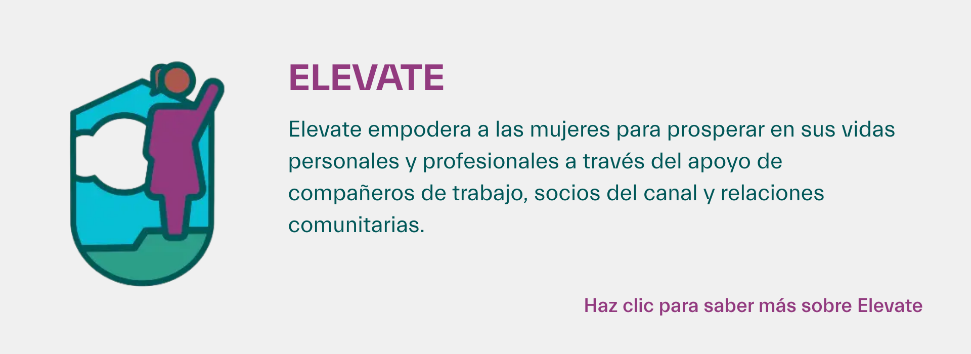Una tarjeta con información sobre Elevate