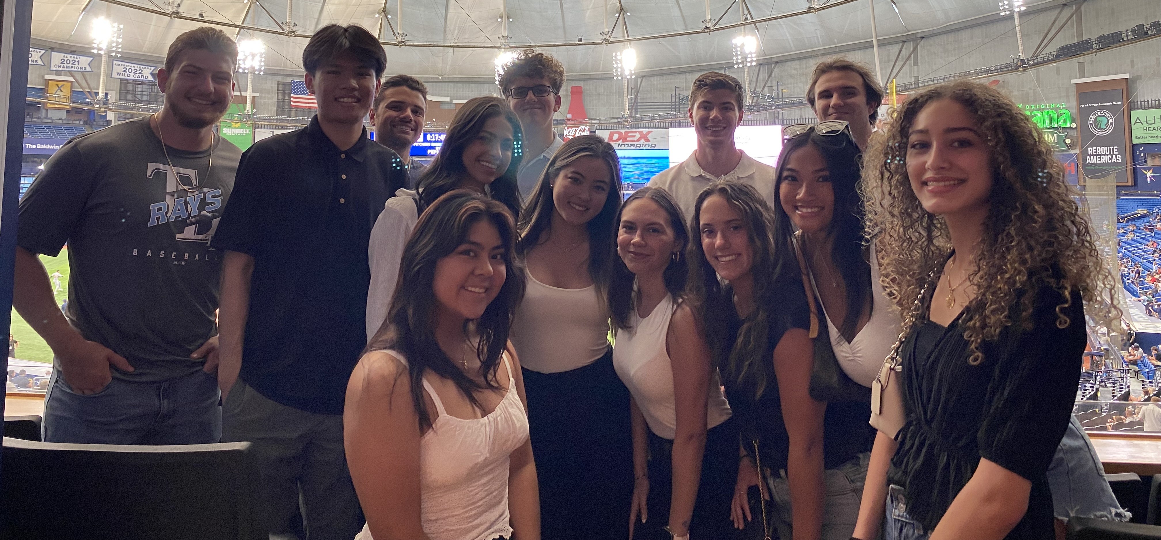 Group of 13 interns at a Tampa Bay Rays game