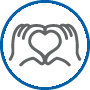 Icono manos con corazón.