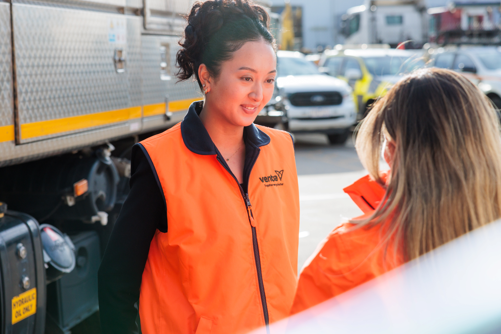worker smiling