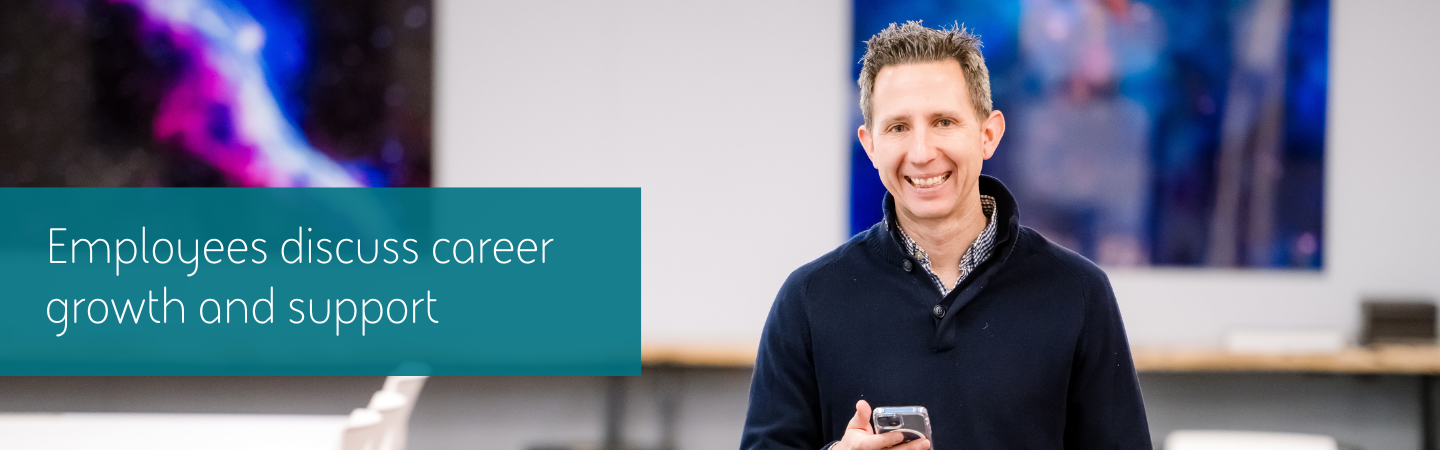 Employees discuss career growth and support