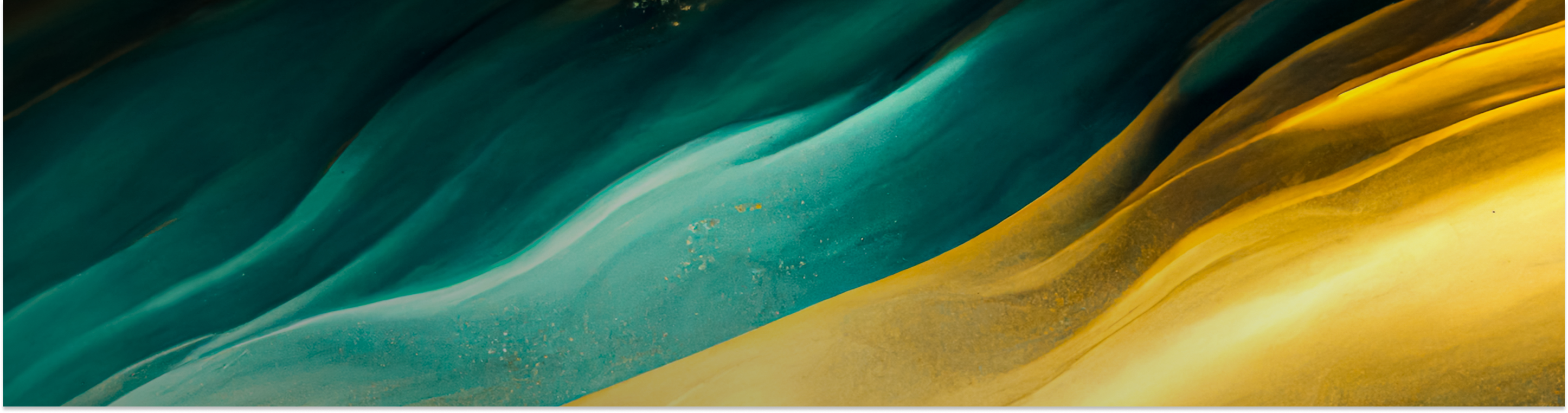 Abstract image featuring flowing waves of teal and yellow hues. The smooth, undulating patterns create a dynamic and visually engaging composition, with the colors blending seamlessly from one to another. The image exudes a sense of movement and fluidity, reminiscent of natural elements like sand dunes or ocean waves.