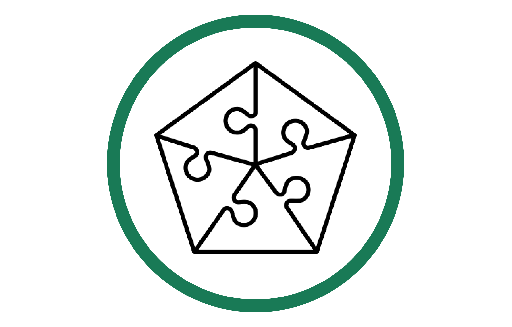  A puzzle piece within a hexagon, symbolizing problem-solving or fitting pieces together.