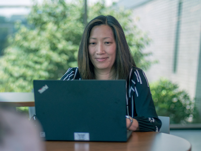 Employee working at a laptop