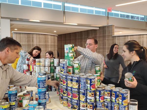 Cigna Group employees collecting items for food pantry