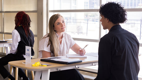 High school student in an interview