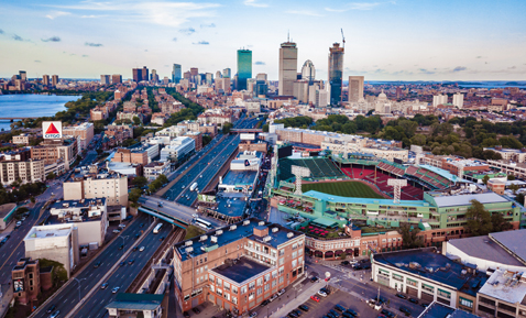 A picture looking over skyline of Boston.