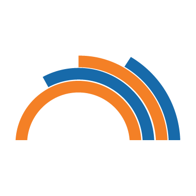 image of arching orange and blue lines in form of rainbow