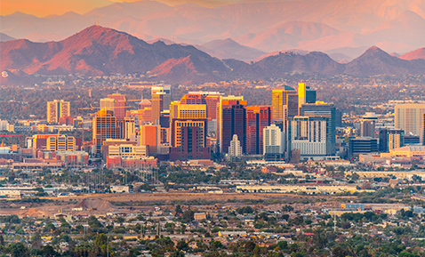 A picture looking over skyline of Phoenix.
