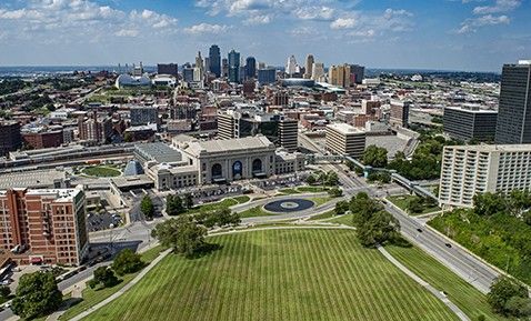 A picture looking over skyline of Kansas City.