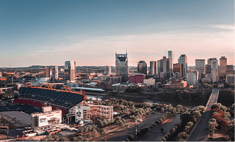 A picture looking over skyline of Nashville.