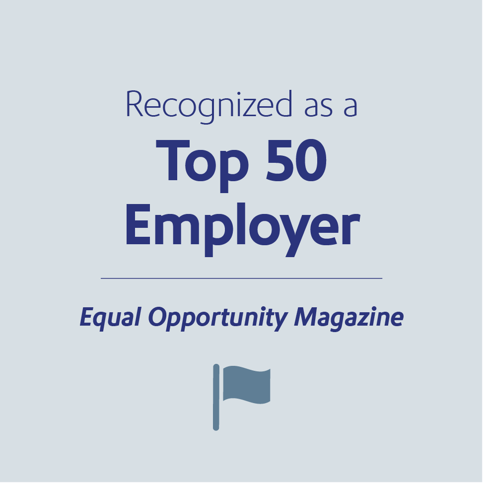 graphic recognizing Southwest Airlines as a top 50 Employer by Equal Opportunity Magazine