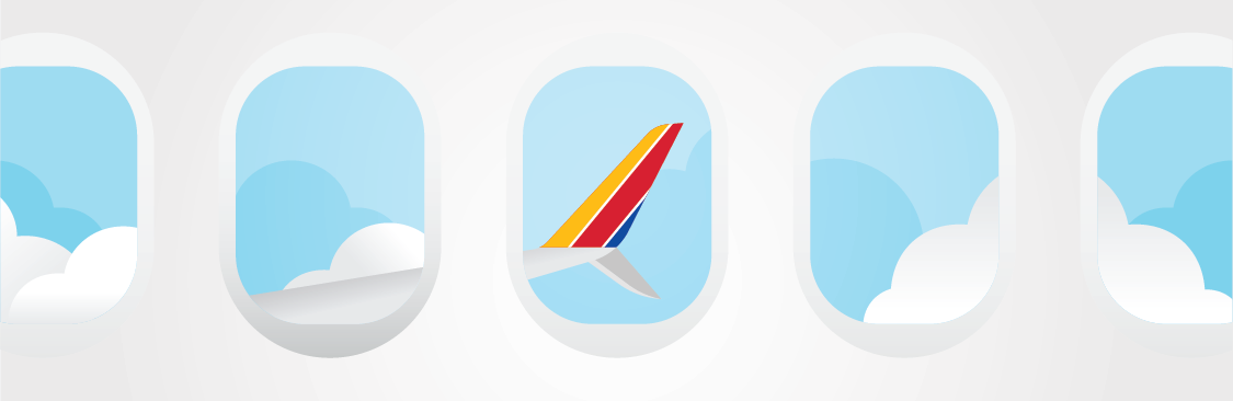 Southwest airplane and passengers walking out of the exit door