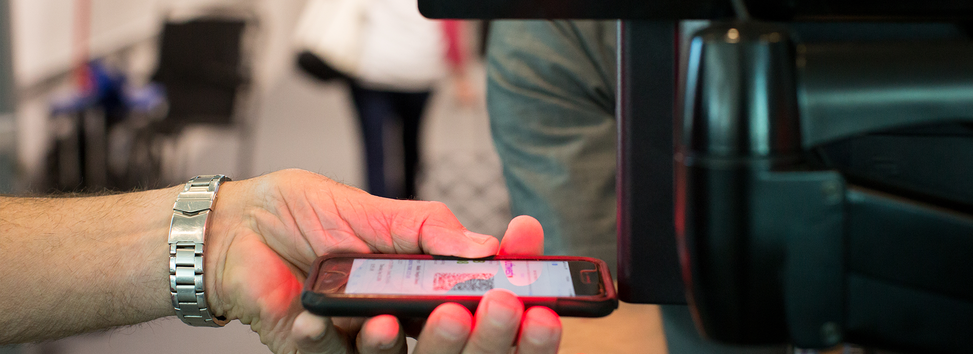 Man scanning a QR code