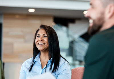 Woman and Man smiling