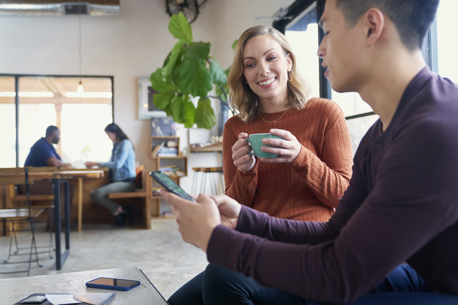 Front facing, smiling person