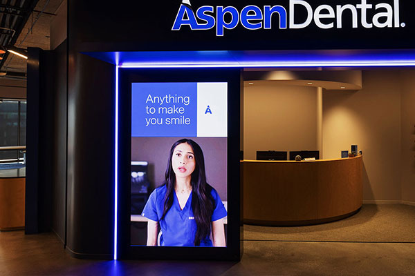 Interior lobby of the Aspen Dental campus