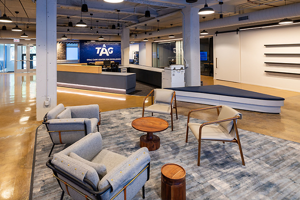 Aerial view of the outside TAG Oral Care Center (OCC) building