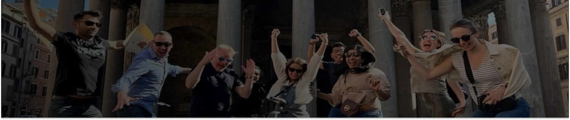 Group photo of young people jumping