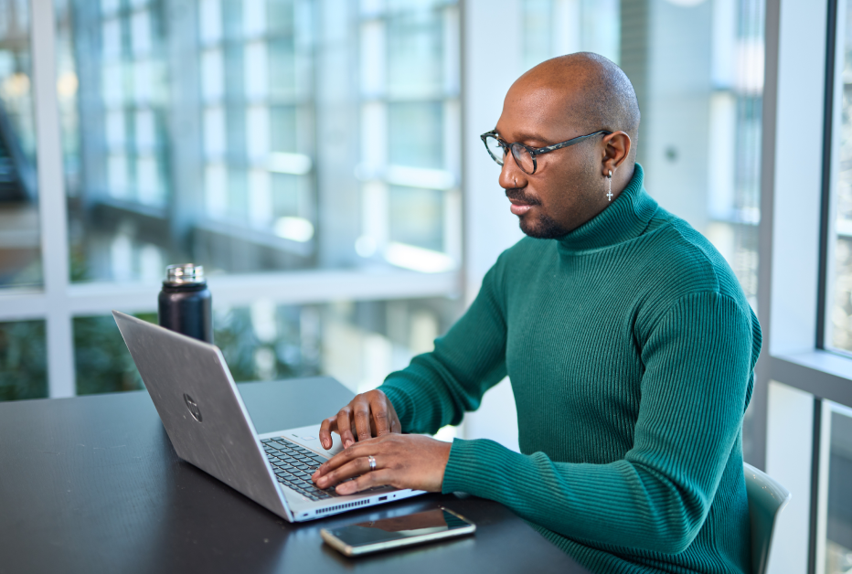 Employee working on laptop