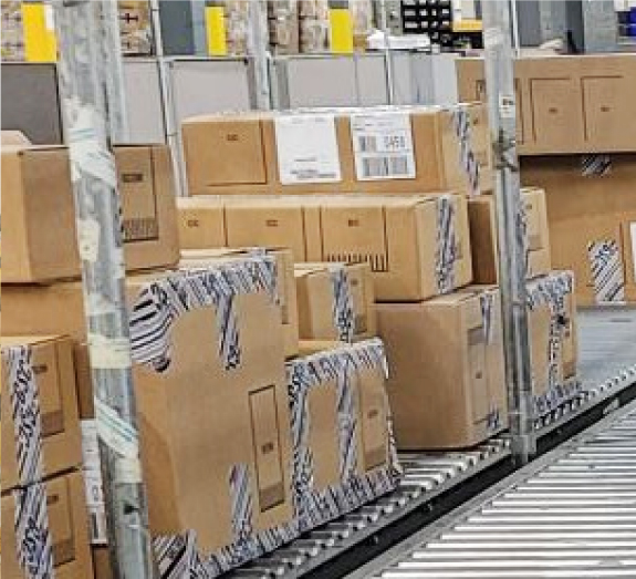 Image of boxes in distribution center 