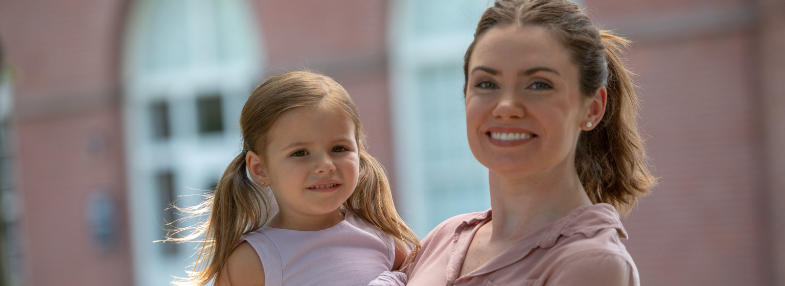 Young mom and daughter