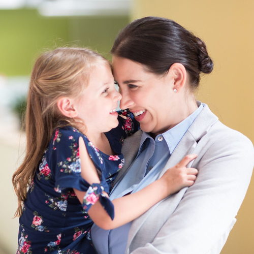 Benefits - Working Mom and Daughter