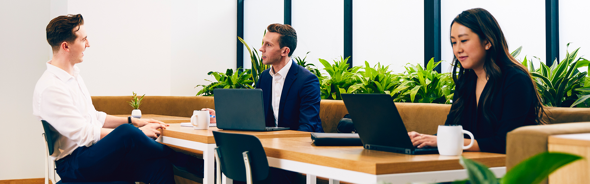 Employees working in an open office.