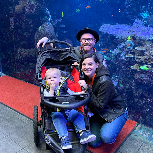 therapy dog and security officer