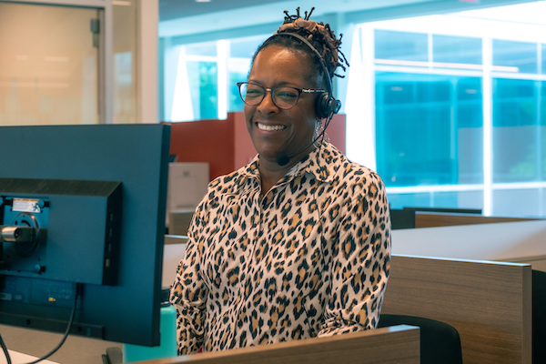 Woman working at her computer