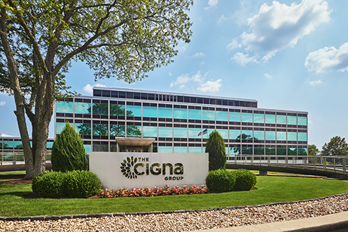 Photo of The Cigna Group headquarters in Bloomfield, CT.