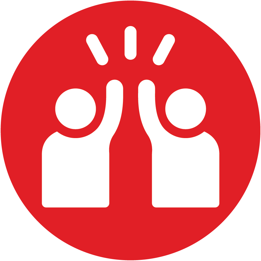Icon of two people high fiving 