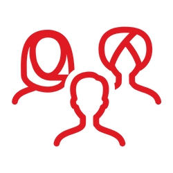 Icon of three people of different cultural backgrounds