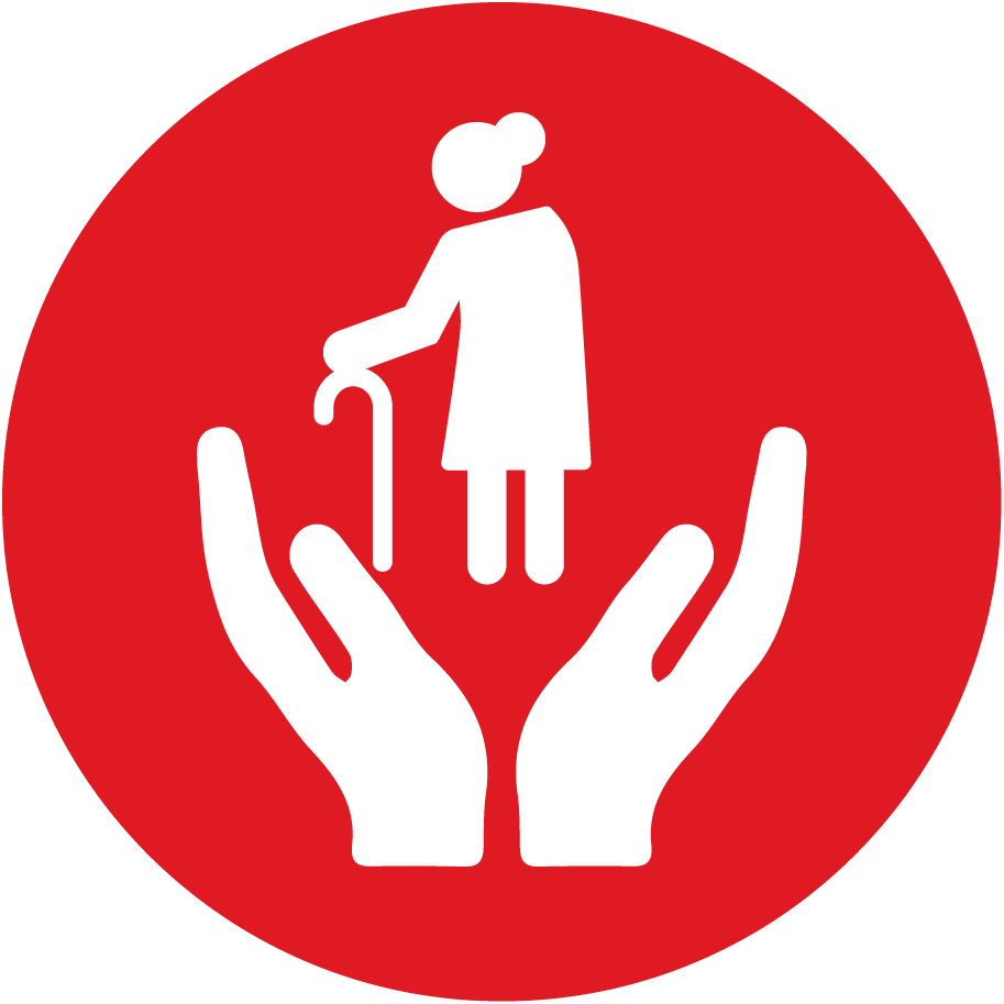 Icon of hands holding an elderly person
