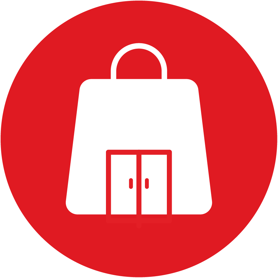 Icon of storefront in the shape of a handbag 